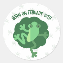 Pegatina Redonda Leapling Green, cumpleaños, 29 de febrero, Leaplin