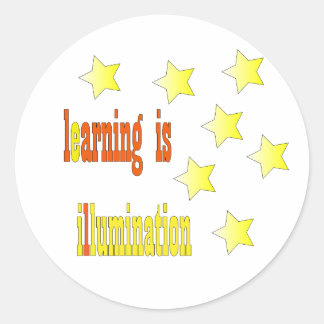 Pegatina Redonda Learning is illumination,Roound stickers with star