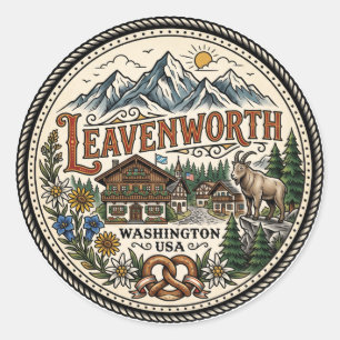 Pegatina Redonda Leavenworth EE. UU.