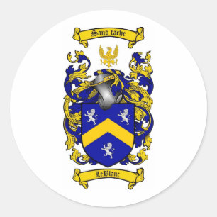 PEGATINA REDONDA LEBLANC FAMILIAR CREST - LEBLANC COAT OF ARMS