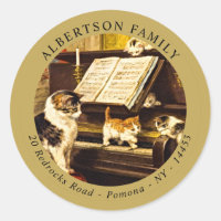 Lección de piano vintage Madre Gato Cute Gatitos G