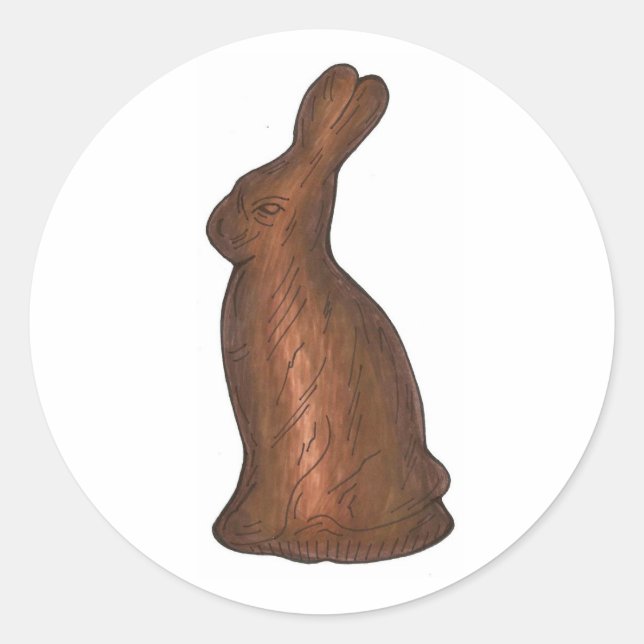 Pegatina Redonda Leche Chocolate Cesta de Pascua Conejo Conejo Cand (Anverso)
