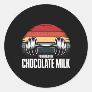 Pegatina Redonda Leche de chocolate Gym Fitness Workout Bodybuildin