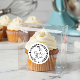 Pegatina Redonda Leche de leche gratis para panadería Jug & Wreath