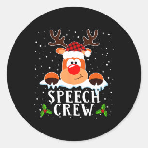 Pegatina Redonda Leche de reno Santa Hat Buffalo rojo C