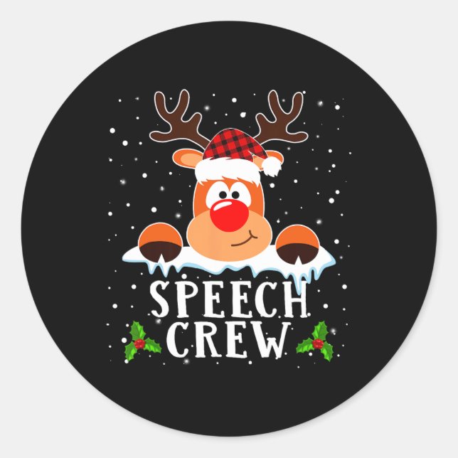 Pegatina Redonda Leche de reno Santa Hat Buffalo rojo C (Anverso)