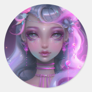 Pegatina Redonda Leche rosa dulce pastel