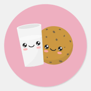 Pegatina Redonda Leche y cookie