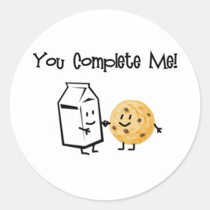 Pegatina Redonda Leche y cookies