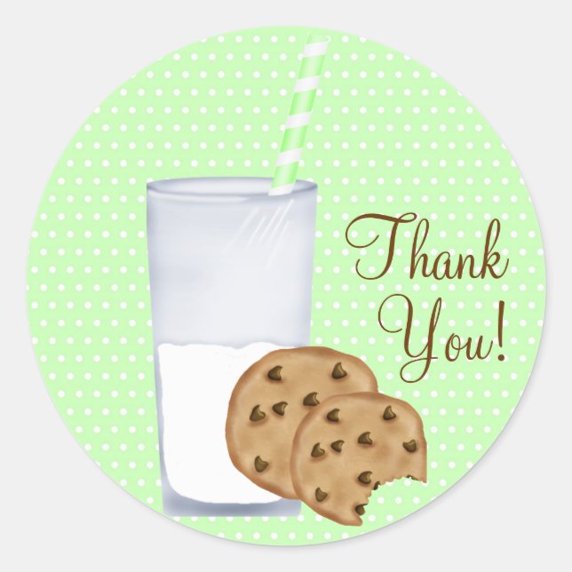 Pegatina Redonda leche y galletas (Anverso)