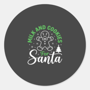 Pegatina Redonda Leche y Galletas de Navidad para Santa