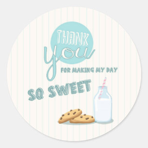 Pegatina Redonda Leche y galletas Gracias Etiquetas Tags Cupcake To