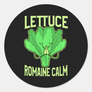Pegatina Redonda Lechuga Divertida Roma Calma Meditación Yoga Zen