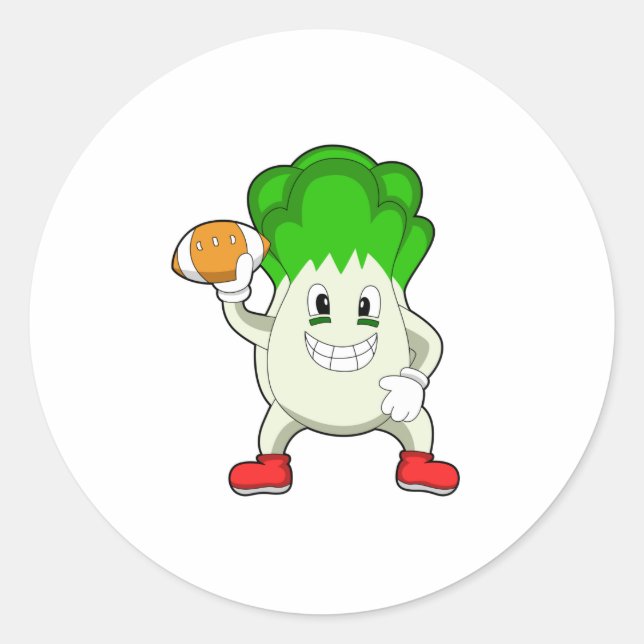 Pegatina Redonda Lechuga en los deportes de fútbol (Anverso)