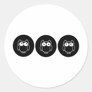 Pegatina Redonda Lechuza