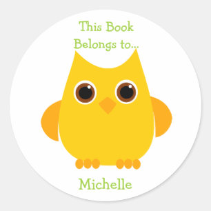 Pegatina Redonda Lechuza amarilla