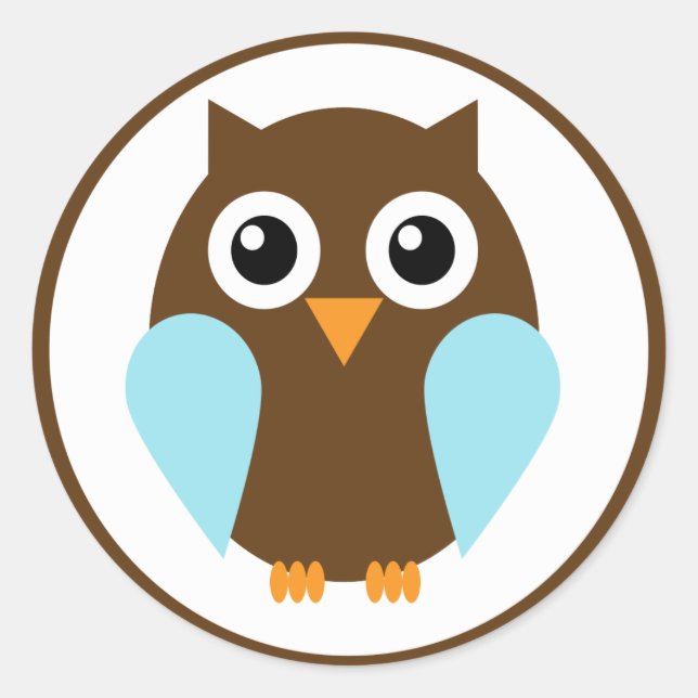 Pegatina Redonda Lechuza azul (Anverso)