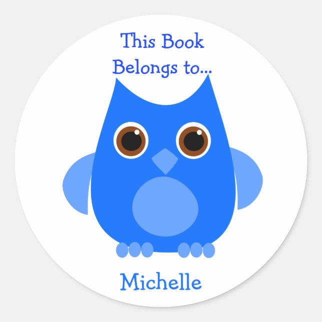Pegatina Redonda Lechuza azul (Anverso)