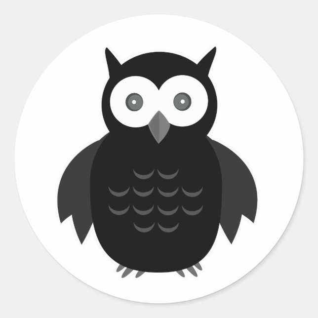 Pegatina Redonda Lechuza Blanca y Negra (Anverso)