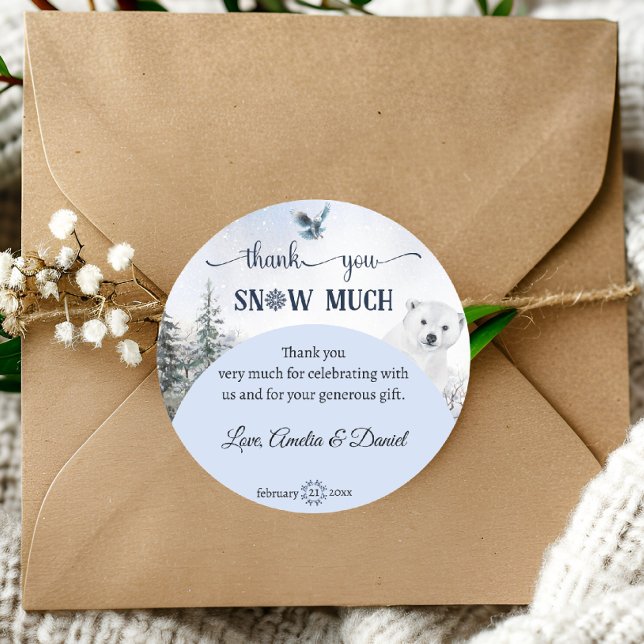 Pegatina Redonda Lechuza De Invierno Con Copo De Nieve Gracias Baby (Subido por el creador)