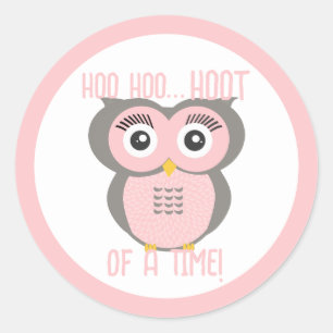 Pegatina Redonda Lechuza Geométrica Purple Estilizada