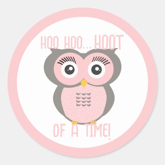 Pegatina Redonda Lechuza Geométrica Purple Estilizada (Anverso)