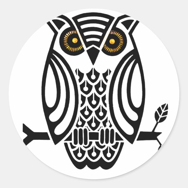 Pegatina Redonda Lechuza Gráfica Hoot (Anverso)