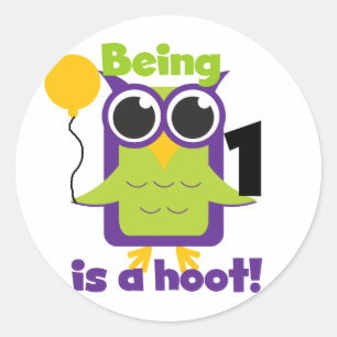 Pegatina Redonda Lechuza Hoot Camisetas de cumpleaños y regalos