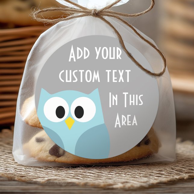 Pegatina Redonda Lechuza Personalizado corta - Nombre personalizado (Personalized Sticker)