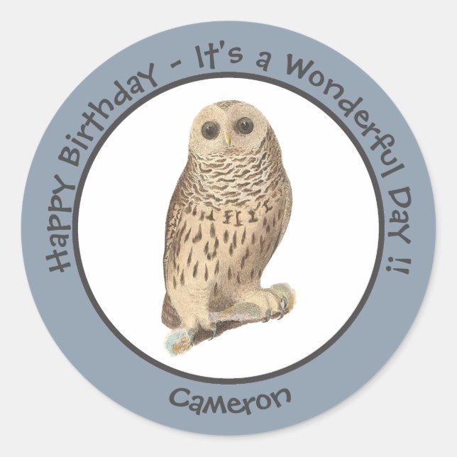 Pegatina Redonda Lechuza prohibida - Cumpleaños u otro evento temát (Anverso)