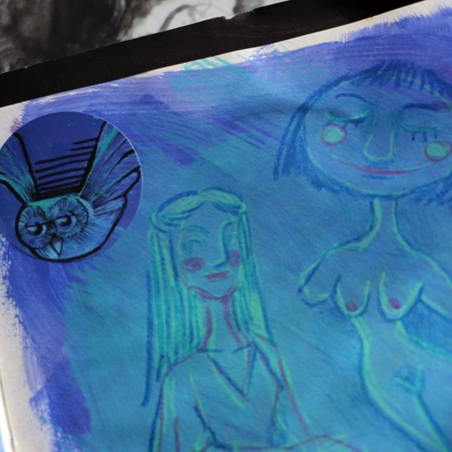 Pegatina Redonda Lechuza púrpura (Subido por el creador)