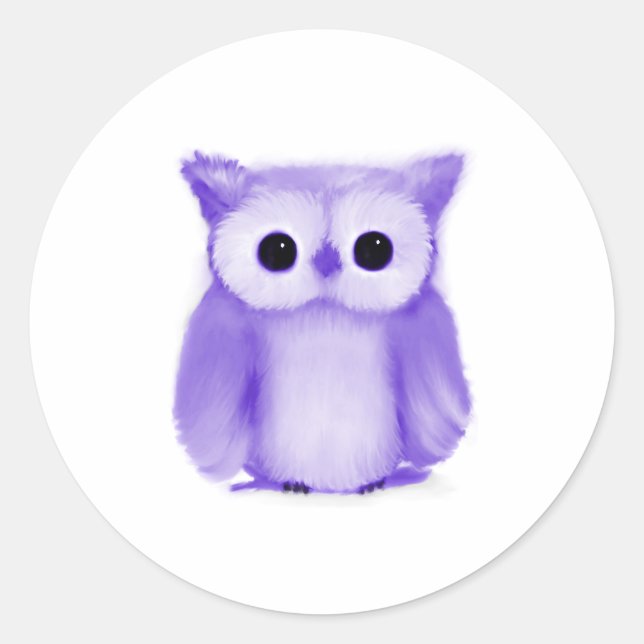 Pegatina Redonda Lechuza púrpura (Anverso)