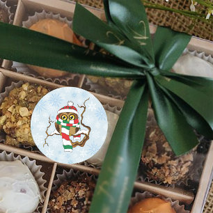 Pegatina Redonda Lechuza Snowflake navidades