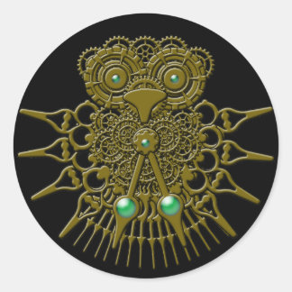 Pegatina Redonda Lechuza Steampunk