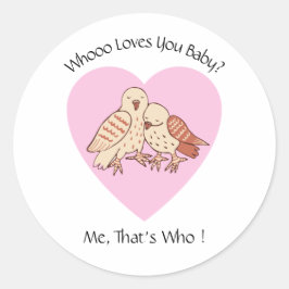 Pegatina Redonda Lechuzas Cutas Que Te Aman Baby Shower Valentine