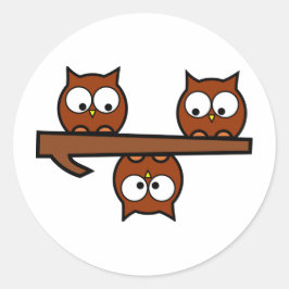 Pegatina Redonda Lechuzas Quirky