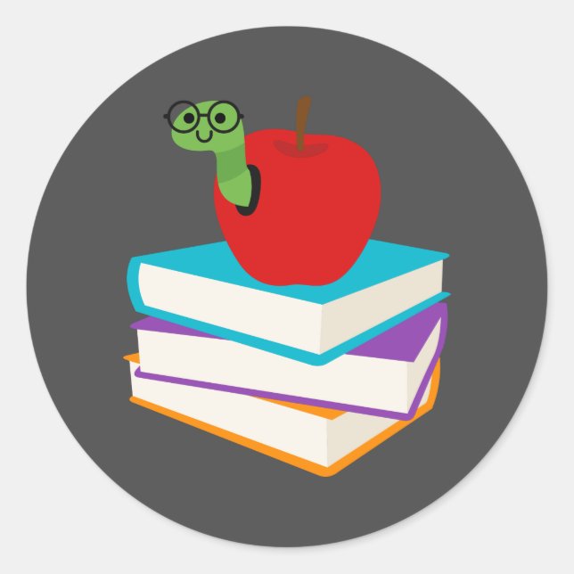 Pegatina Redonda Lector de libros de lectura curado (Anverso)