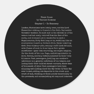 Pegatina Redonda Lector de texto del libro de la casa Bleak Charles