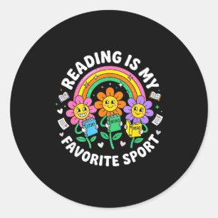 Pegatina Redonda Lectura de flores retro es deporte favorito divert