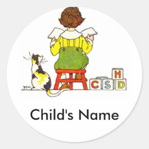 Pegatina Redonda Lectura de niños