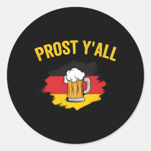 Pegatina Redonda Lederhosen Oktoberfest Prost Y'All