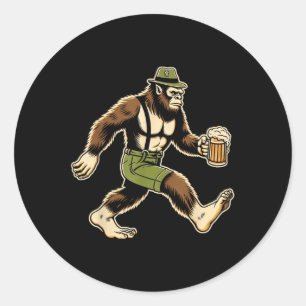 Pegatina Redonda Ledermanguito de cerveza de Sasquatch alemán Funny