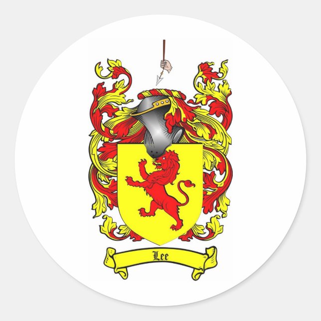 PEGATINA REDONDA LEE FAMILY CREST - LEE COAT OF ARMS (Anverso)