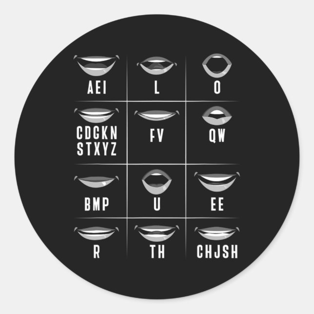 Pegatina Redonda Leer el Lip Leer la pérdida de audición sorda de l (Anverso)