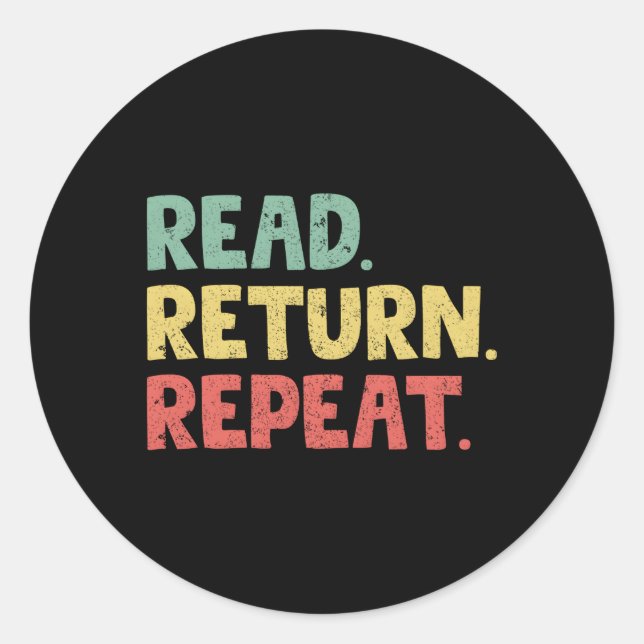 Pegatina Redonda Leer el trabajo de la biblioteca de repetición de  (Anverso)