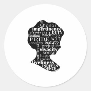 Pegatina Redonda Leer Jane Austen Cameo