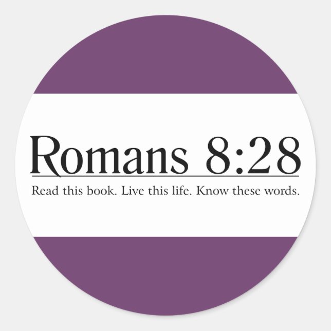 Pegatina Redonda Leer la Biblia Romans 8:28 (Anverso)