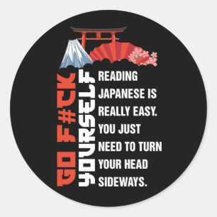 Pegatina Redonda Leer las citas estudiantiles japonesas realmente f