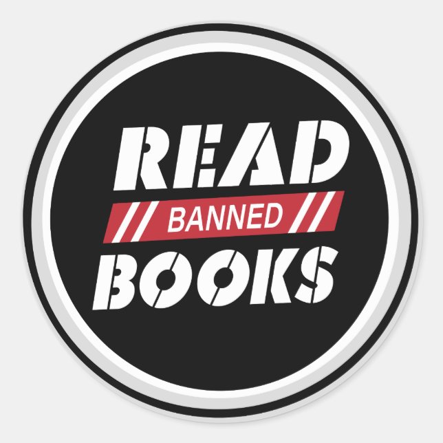 Pegatina Redonda Leer libros prohibidos (Anverso)