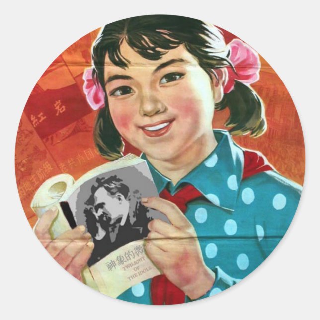 Pegatina Redonda Leer más libros, leer buenos libros (Anverso)